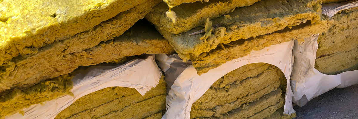 Piled rockwool. panels of mineral wool. thermal insulation material